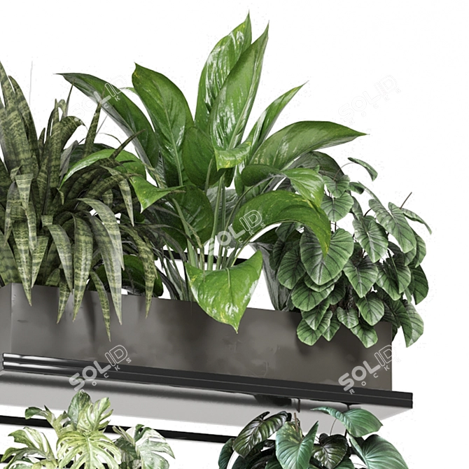 Indoor Hanging Plants Metal Shelf 3D model image 2