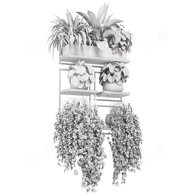 Indoor Hanging Plants Metal Shelf 3D model image 7