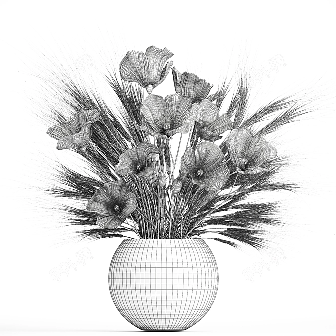 Fields in Glass Vase Bouquet 3D model image 6