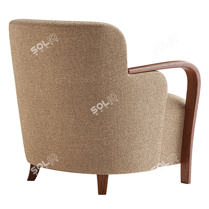 Stylish Walnut Accent Chair 3D model image 5