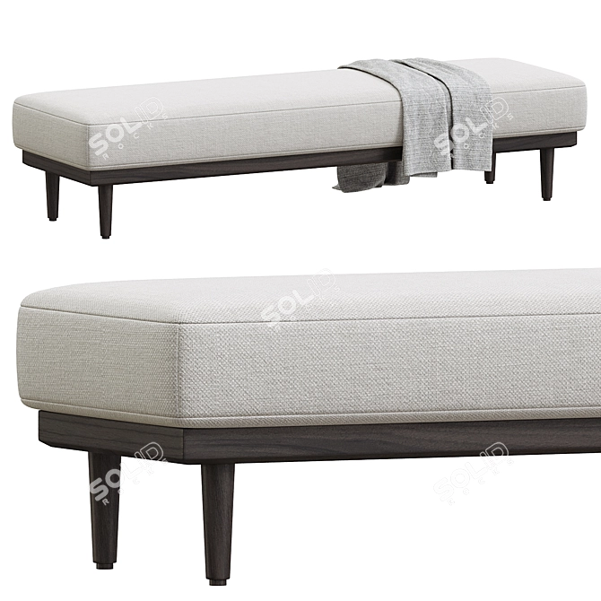 Classic Newport Bench - West Elm 3D model image 2