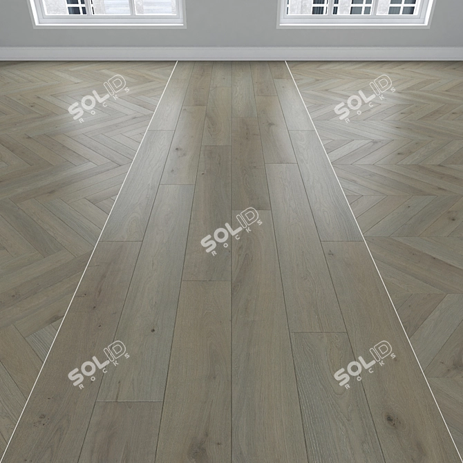 Oak Parquet Flooring Set 3D model image 1