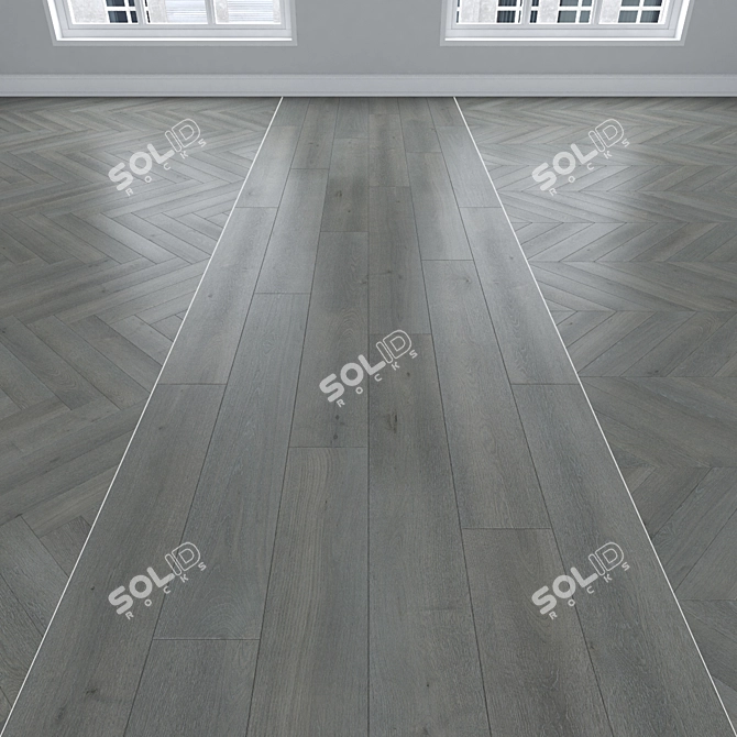 Oak Parquet Collection: Linear, Chevron, Herringbone 3D model image 1