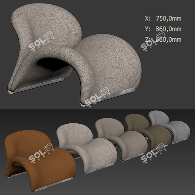 Sleek Le Chat Lounge Chair 3D model image 7