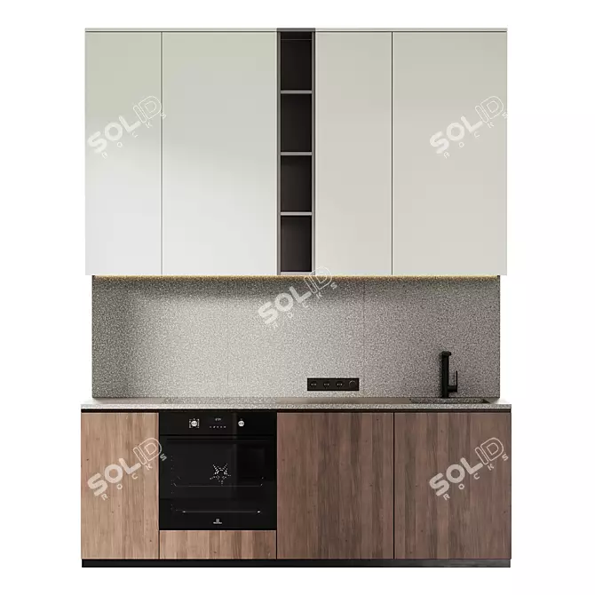 Modern Japandi Wood Kitchen Set 3D model image 6