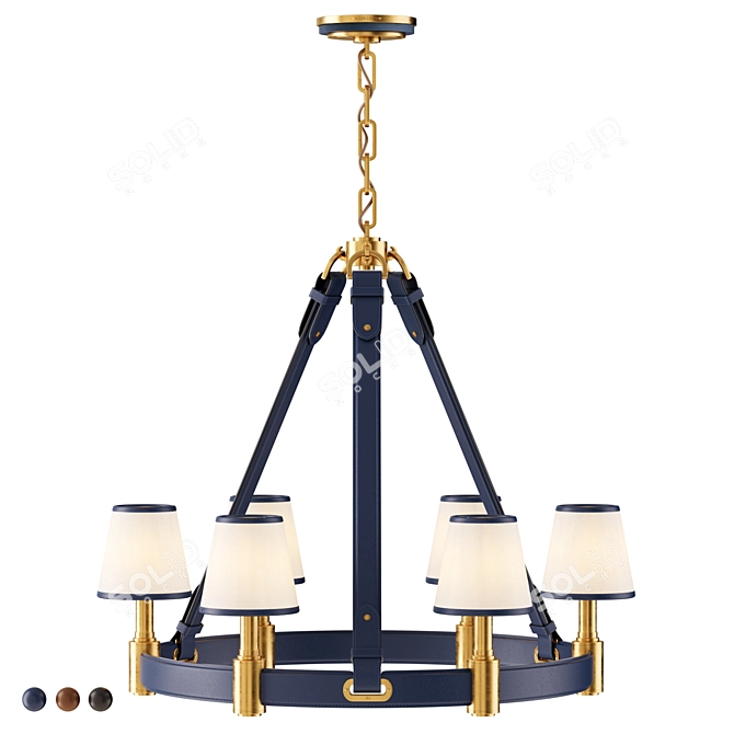 Riley Leather Ring Chandelier Glow 3D model image 1