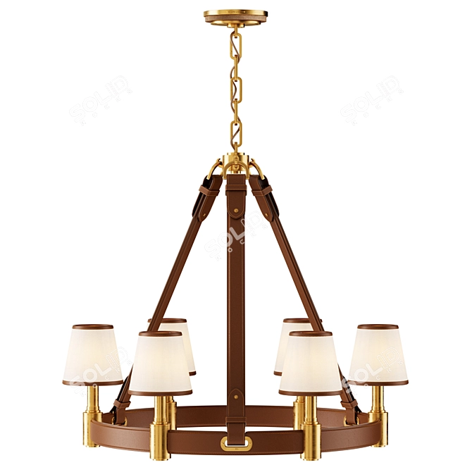 Riley Leather Ring Chandelier Glow 3D model image 2