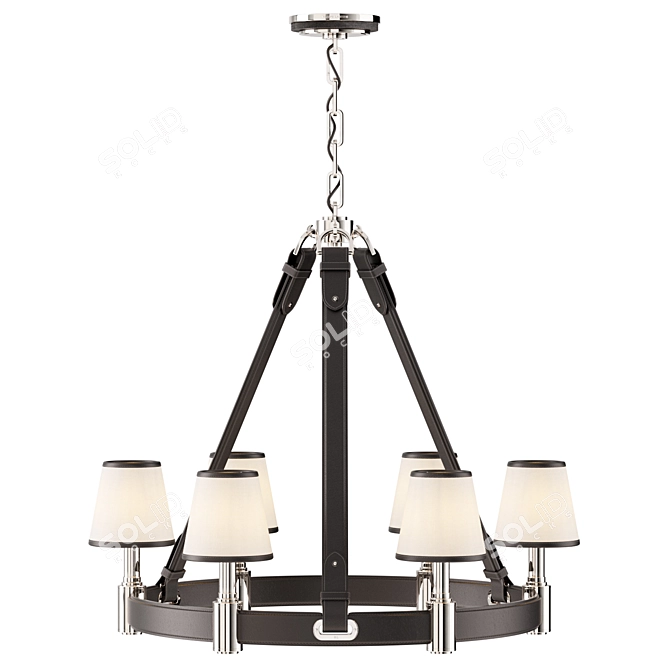 Riley Leather Ring Chandelier Glow 3D model image 3