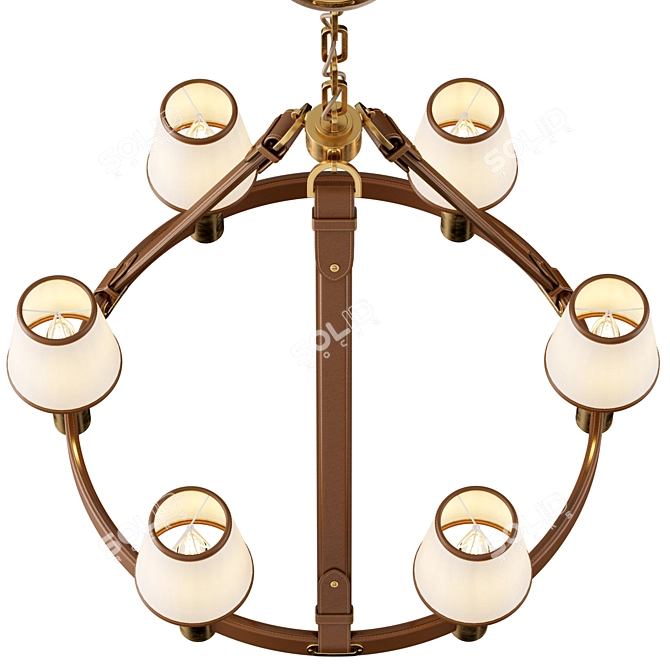 Riley Leather Ring Chandelier Glow 3D model image 6