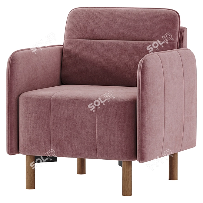Modern Style Velvet Grey Armchair 3D model image 4
