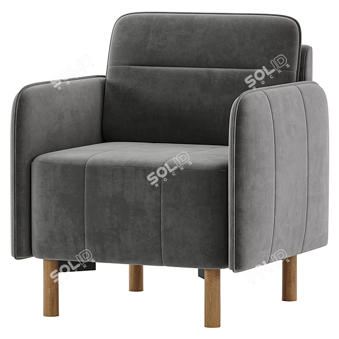 Modern Style Velvet Grey Armchair 3D model image 5