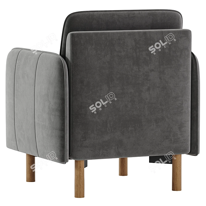 Modern Style Velvet Grey Armchair 3D model image 6