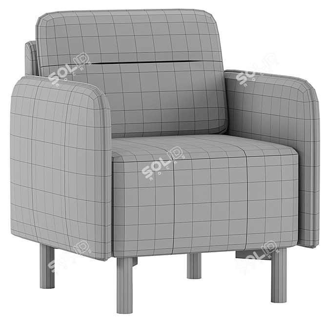 Modern Style Velvet Grey Armchair 3D model image 7