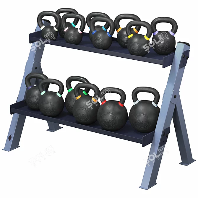 Rugged Gym Dumbbell Rack Stand 3D model image 1