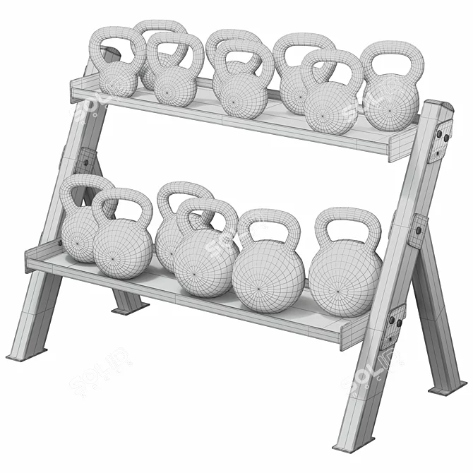 Rugged Gym Dumbbell Rack Stand 3D model image 7