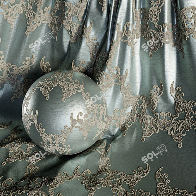 Damask Floral Jacquard Collection - 4 Colors 3D model image 3