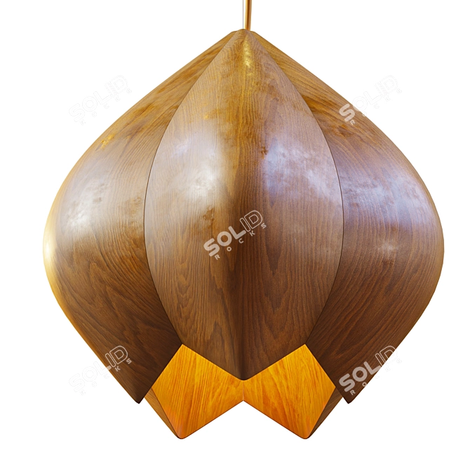 Cherry Wood Flower Pendant Light 3D model image 2