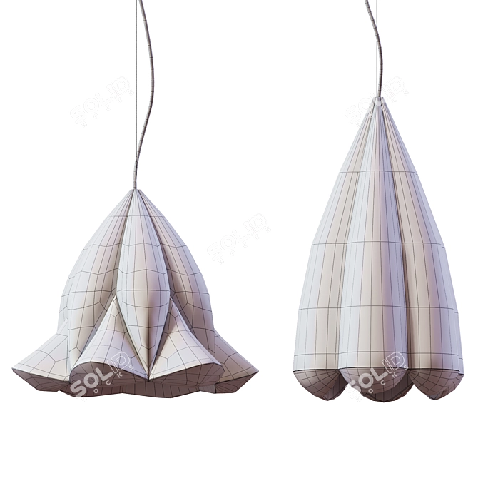 Cherry Wood Flower Pendant Light 3D model image 4