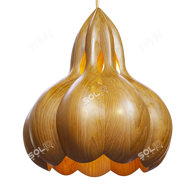 Cherry Wood Flower Pendant Light 3D model image 2