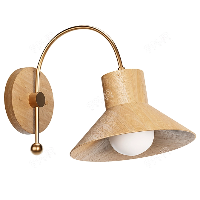 Rustic Wood Hood Sconce 3D model image 1