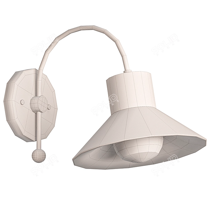 Rustic Wood Hood Sconce 3D model image 2