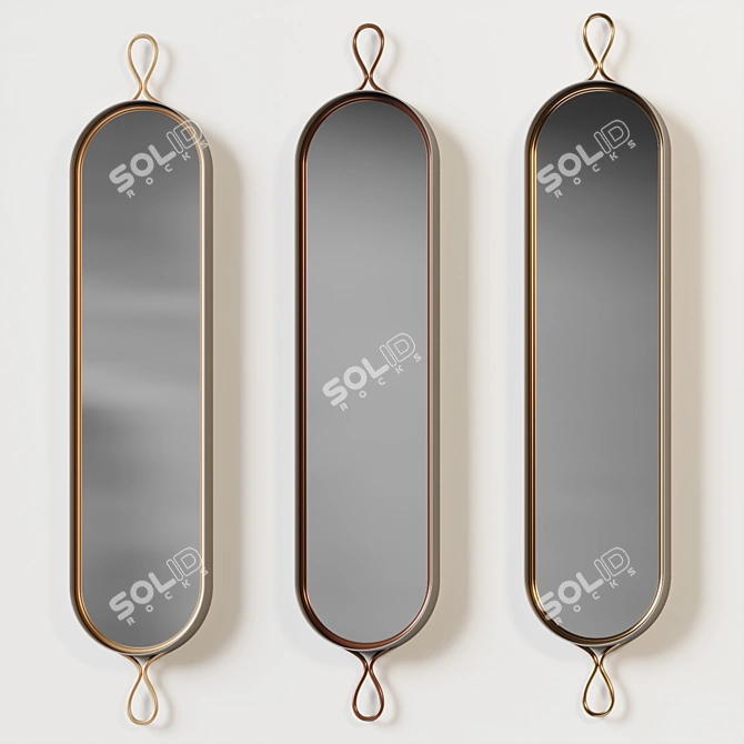 Industrial Oval Wall Mirror with Zinc Accents 3D model image 4