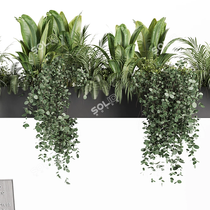 Modern Reception Desk with Plants 3D model image 4