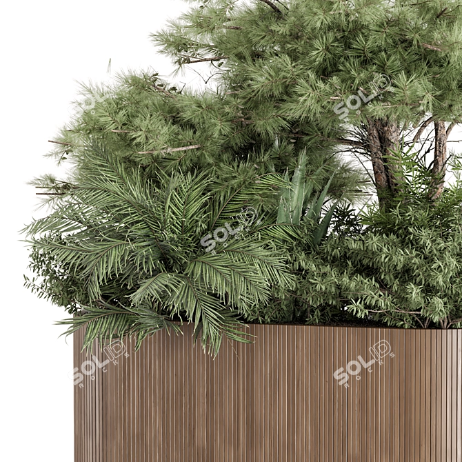 Outdoor Plants Wooden Pot Set 3D model image 3