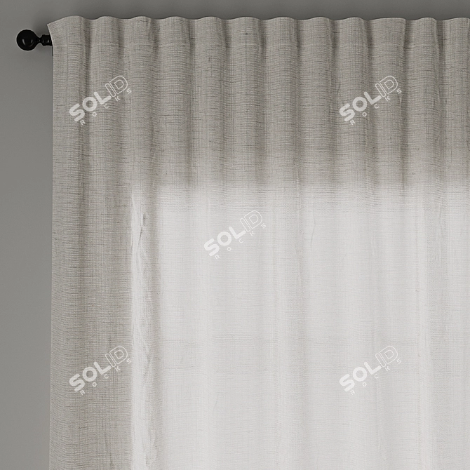 Textured 3D Linen Curtain Model 3D model image 2