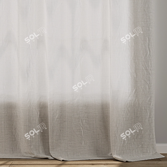 Textured 3D Linen Curtain Model 3D model image 3