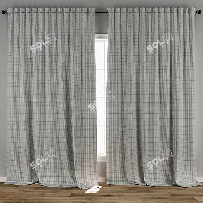 Textured 3D Linen Curtain Model 3D model image 4