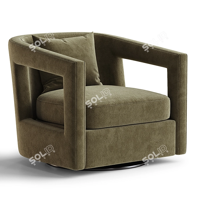 Elegant Hunter Green Swivel Chair 3D model image 1