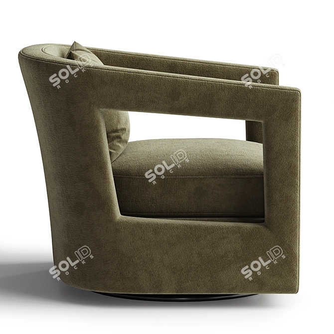 Elegant Hunter Green Swivel Chair 3D model image 2