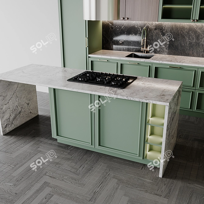 Transformable Neoclassic Kitchen Set 3D model image 6