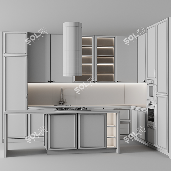 Transformable Neoclassic Kitchen Set 3D model image 7