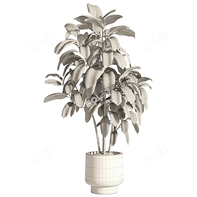 Natural Wood Indoor Plant Decor 3D model image 2