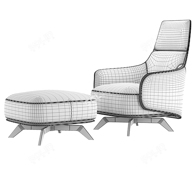 Ergonomic Contemporary KAORI Armchair 3D model image 5