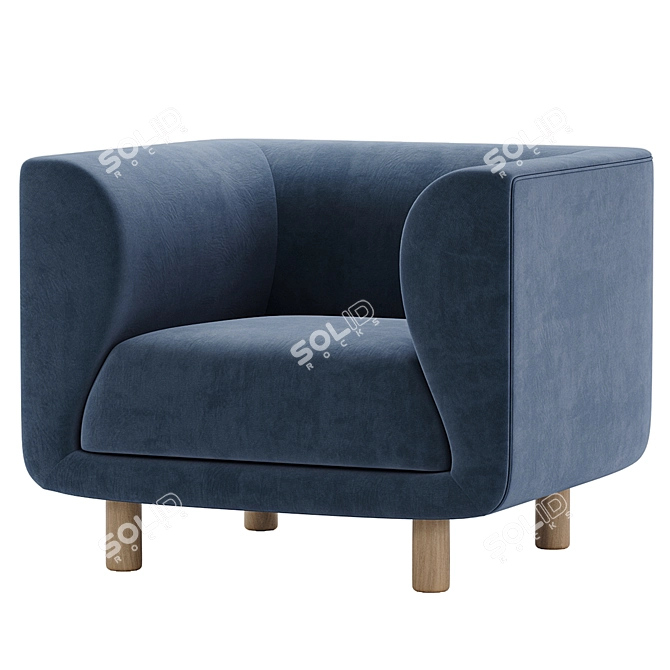 Veneto Velvet Accent Chair 3D model image 3