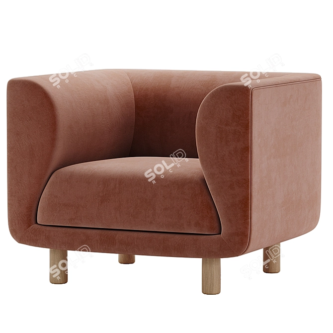 Veneto Velvet Accent Chair 3D model image 4