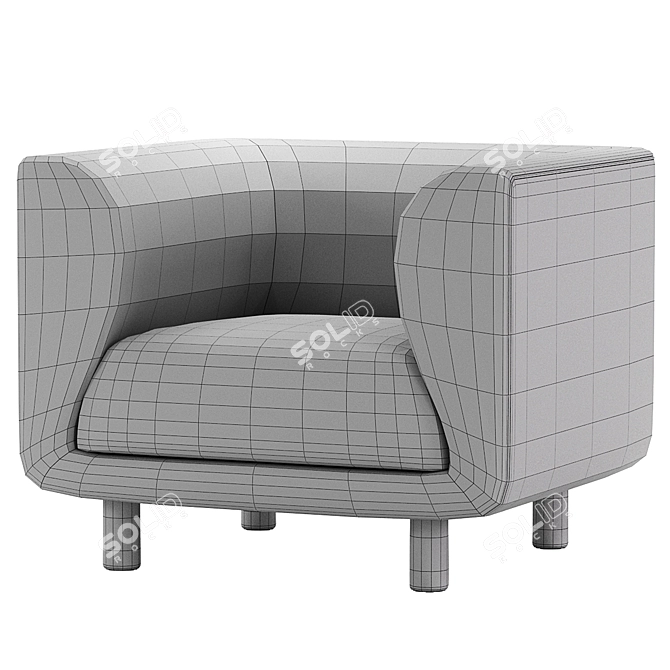 Veneto Velvet Accent Chair 3D model image 6