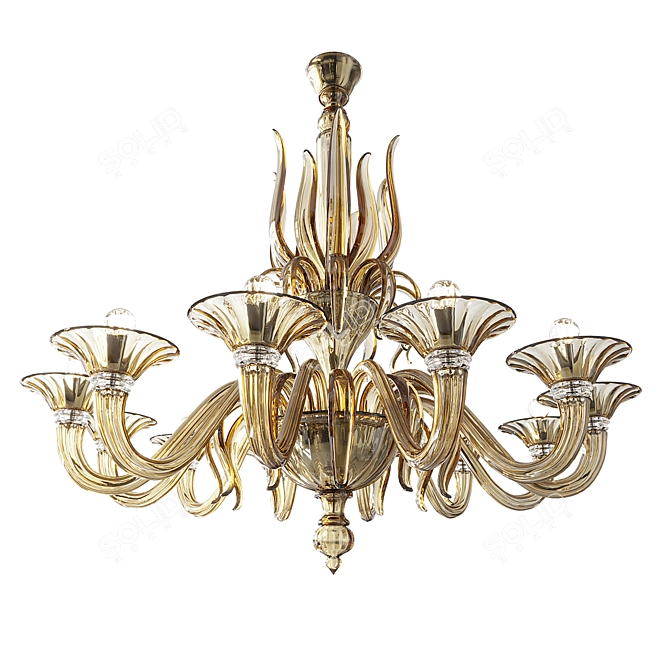 Elegant Murano Glass Chandelier 12 3D model image 1