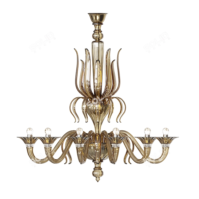 Elegant Murano Glass Chandelier 12 3D model image 3