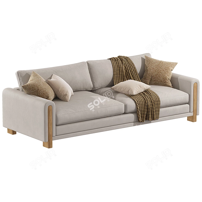  Keaton Wood Base 3-Seater Sofa 3D model image 1