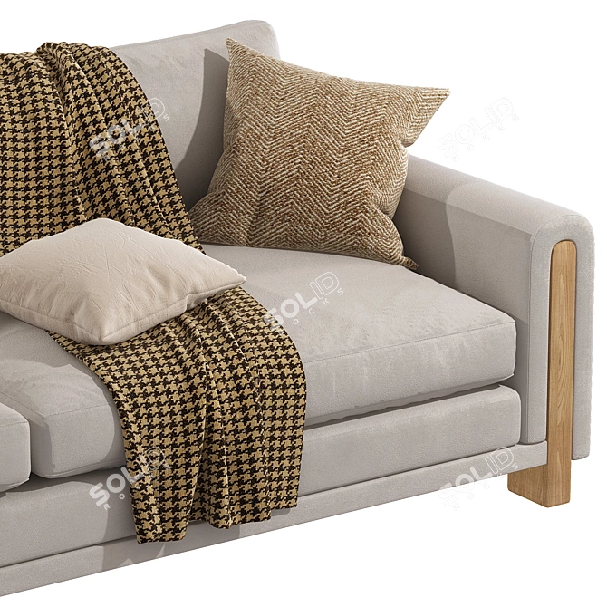  Keaton Wood Base 3-Seater Sofa 3D model image 3