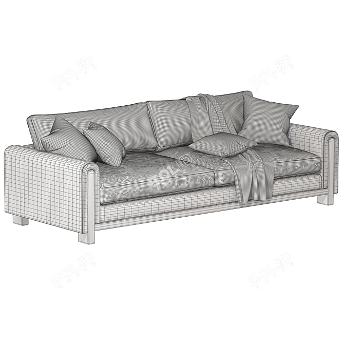  Keaton Wood Base 3-Seater Sofa 3D model image 4