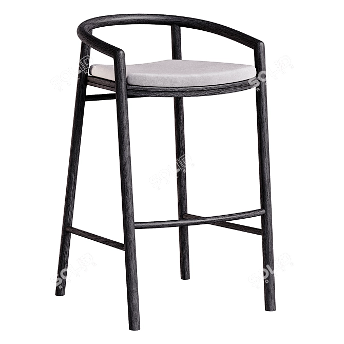 Modern Outdoor Teak Bar Stool 3D model image 2