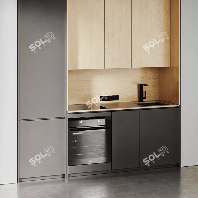 Modern Minimalist Kitchen Set 3D 3D model image 3