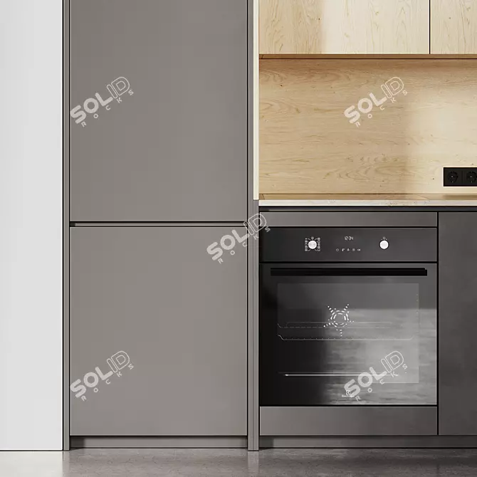 Modern Minimalist Kitchen Set 3D 3D model image 4