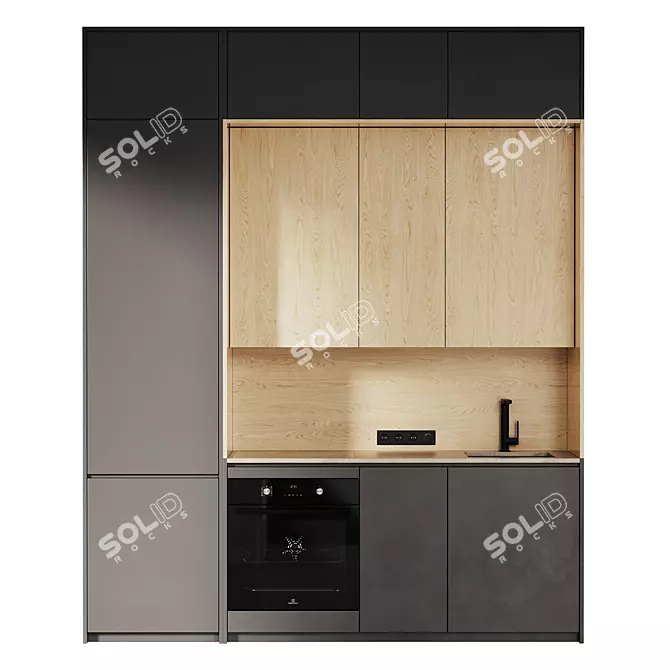 Modern Minimalist Kitchen Set 3D 3D model image 6