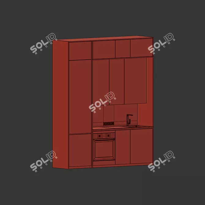 Modern Minimalist Kitchen Set 3D 3D model image 7